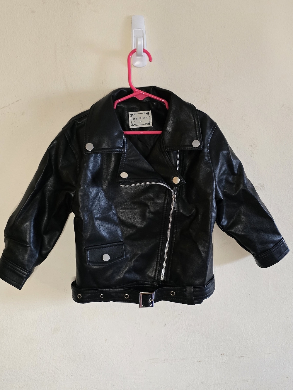 Kids Faux Leather Moto Jacket Black Biker Unisex Size 110 Edgy Style NWT